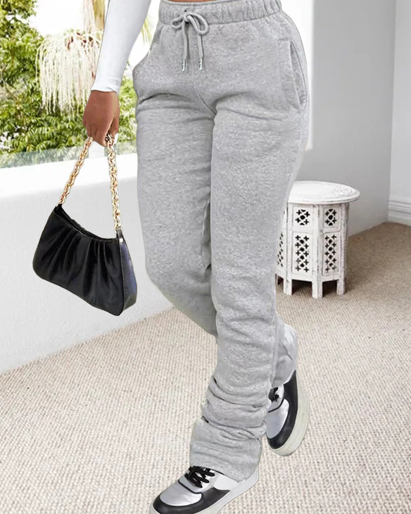 Solid color drawstring sweatpants 2024 f/w pants