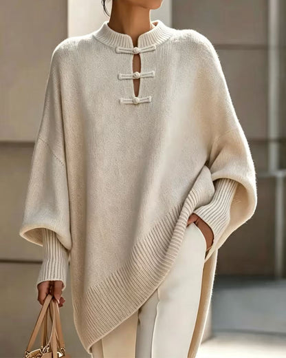 Mandarin Knot Button Loose Fit Cape Pullover 2024 a/h knit tops pullovers spring