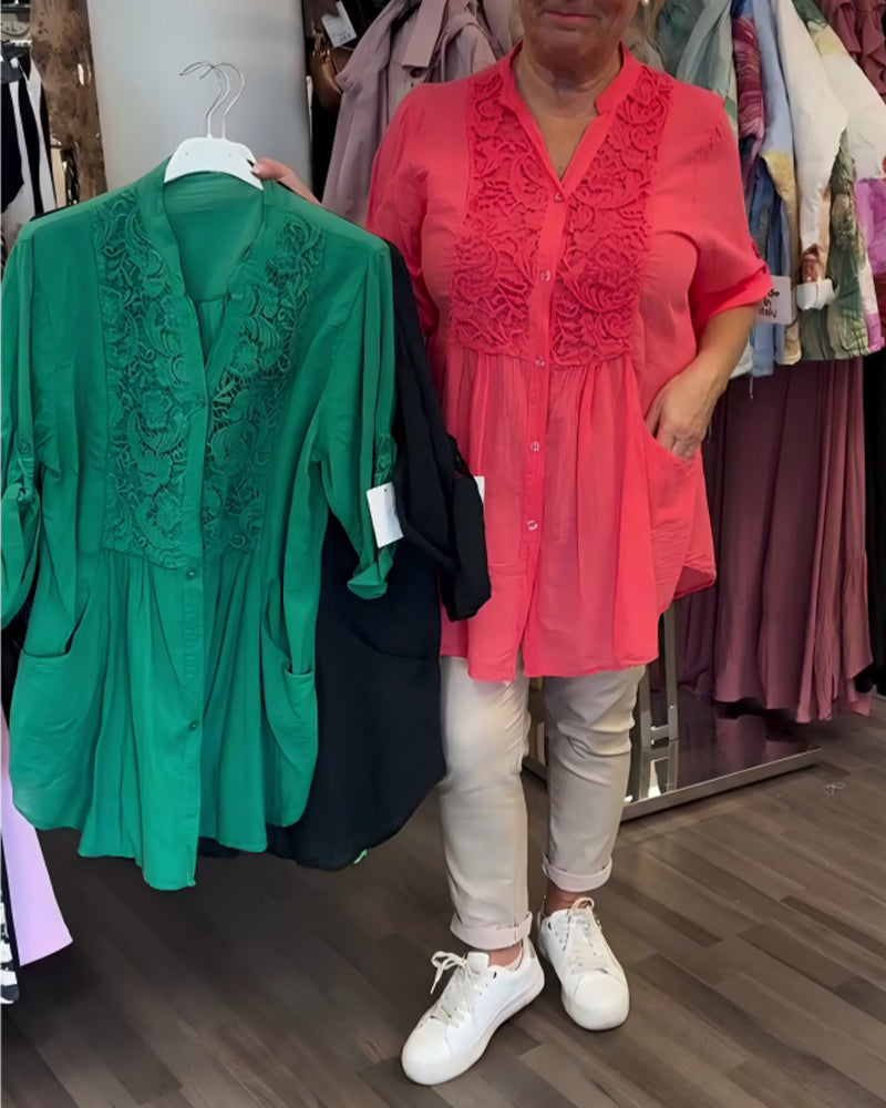 Lace Patchwork Long Blouse