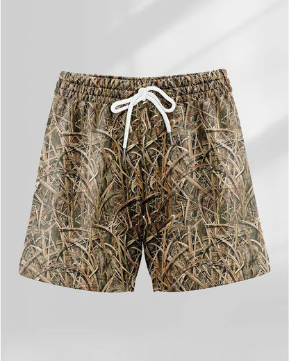 Drawstring Casual Printed Knee-Length Shorts