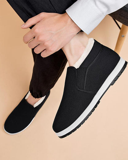 Men's Cotton Shoes With Super Warm Faux Fur Lining And Non-Slip Sole
