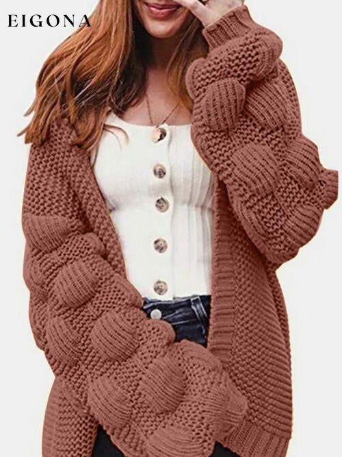 Open Front Oversized Fashion Long Sleeve Cardigan Sweater Magenta cardigan cardigans clothes S.X.H Ship From Overseas Sweater sweaters