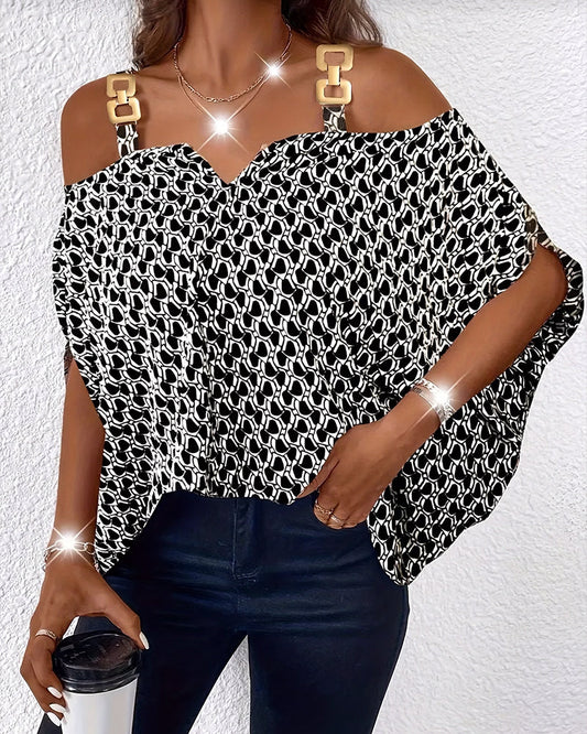 Stylish Chain Off-Shoulder Blouse blouses & shirts spring summer