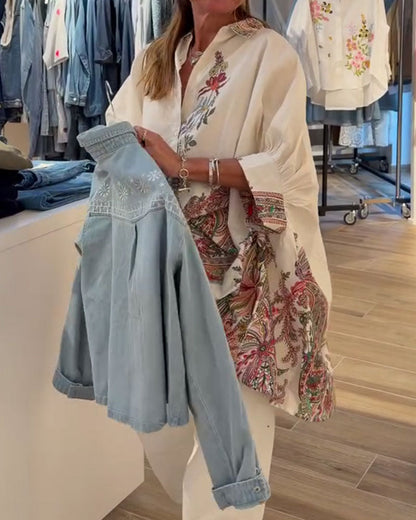 Loose-Fit Ethnic-Style Printed Shirt