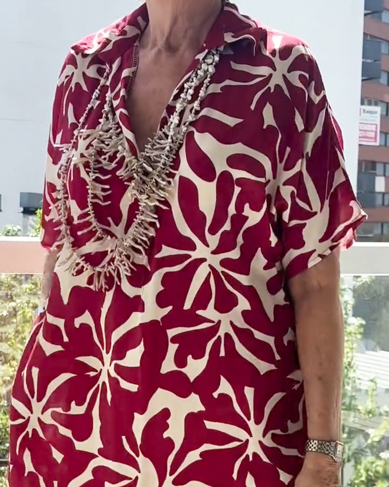 Stylish Short-Sleeved Printed Dress