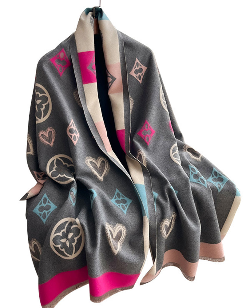 Heart Geometric Fashion Warm Scarf 2024 f/w accesories
