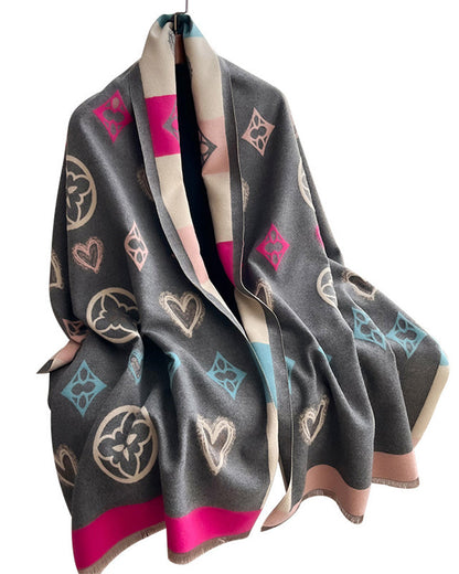 Heart Geometric Fashion Warm Scarf 2024 f/w accesories