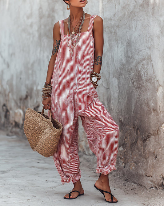Wide Strap Striped Overalls Jumpsuit jumpsuits & rompers spring summer