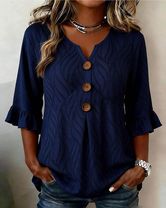 Textured Ruffle-Trim Blouse blouses & shirts spring summer