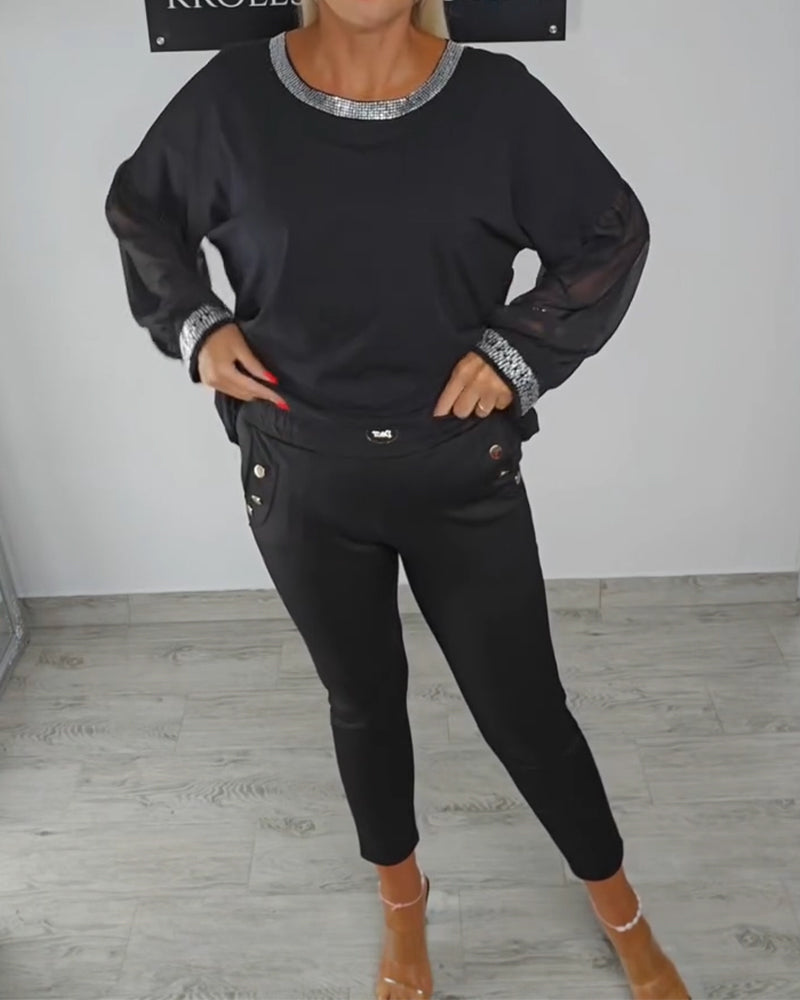 Mesh hot diamond fashion Top