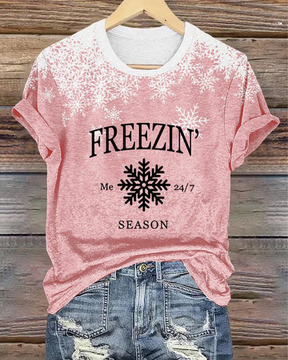 Women's Christmas I'm cold print casual T-shirt