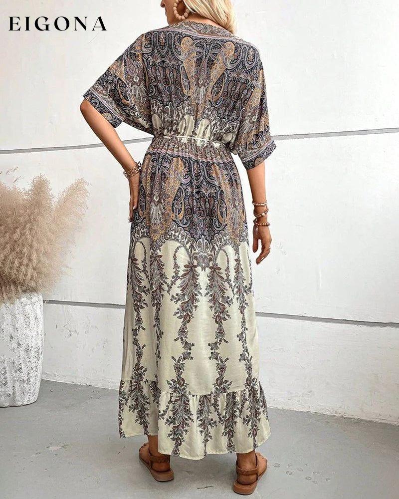 Stylish 3/4 sleeve print dress 23BF Casual Dresses Clothes Dresses Spring Summer