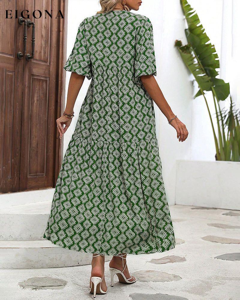 Vintage geometric print long dress 23BF Casual Dresses Clothes Dresses SALE Spring Summer