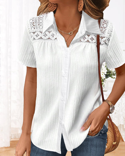 Lace trim panel blouse 23BF Blouses & Shirts Summer