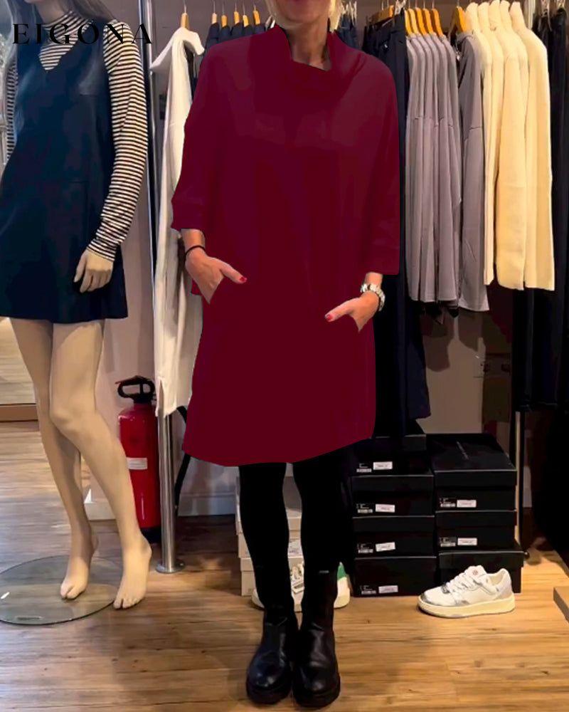 Cowl Neck Solid Color Dress Burgundy 2023 f/w 23BF casual dresses Clothes discount Dresses spring