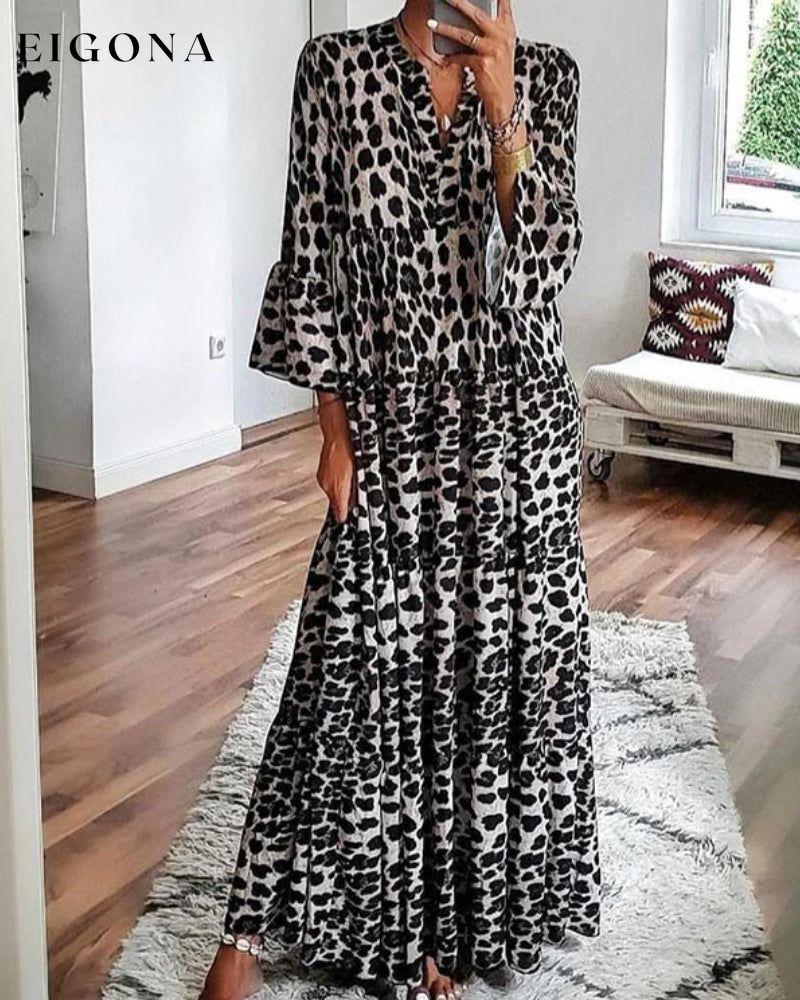 Loose leopard print dress Gray 23BF Casual Dresses Clothes Dresses Spring Summer Vacation Dresses