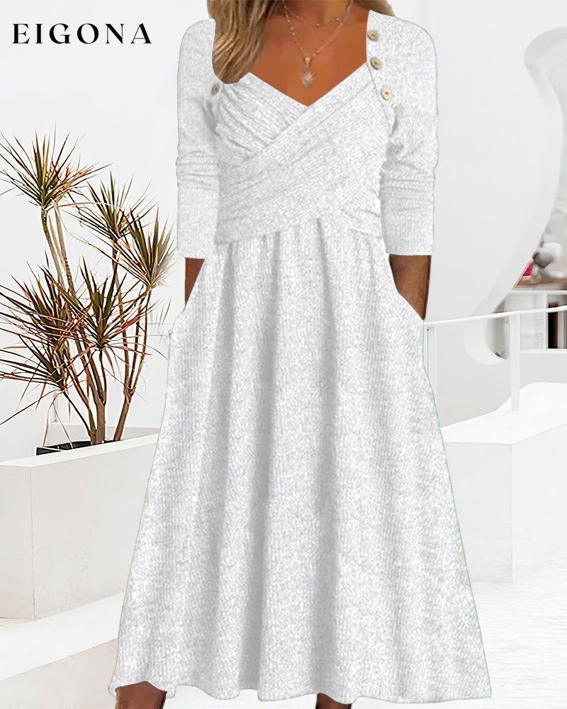 Solid color midi dress White 2023 F/W 23BF Casual Dresses Clothes Dresses