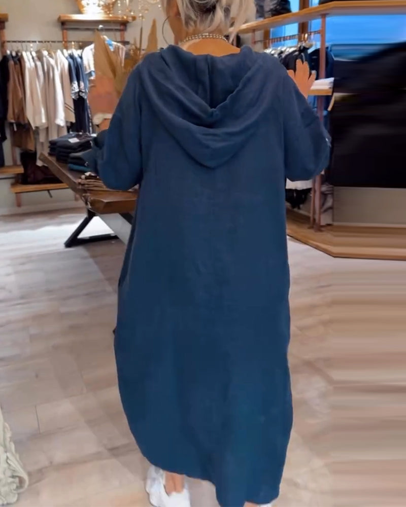 Hooded Long Sleeve Loose Dress