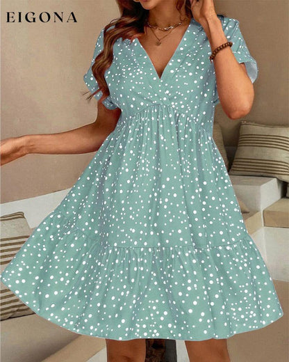 V Neck Polka Dot Print Dress 23BF Casual Dresses Clothes Dresses Spring Summer