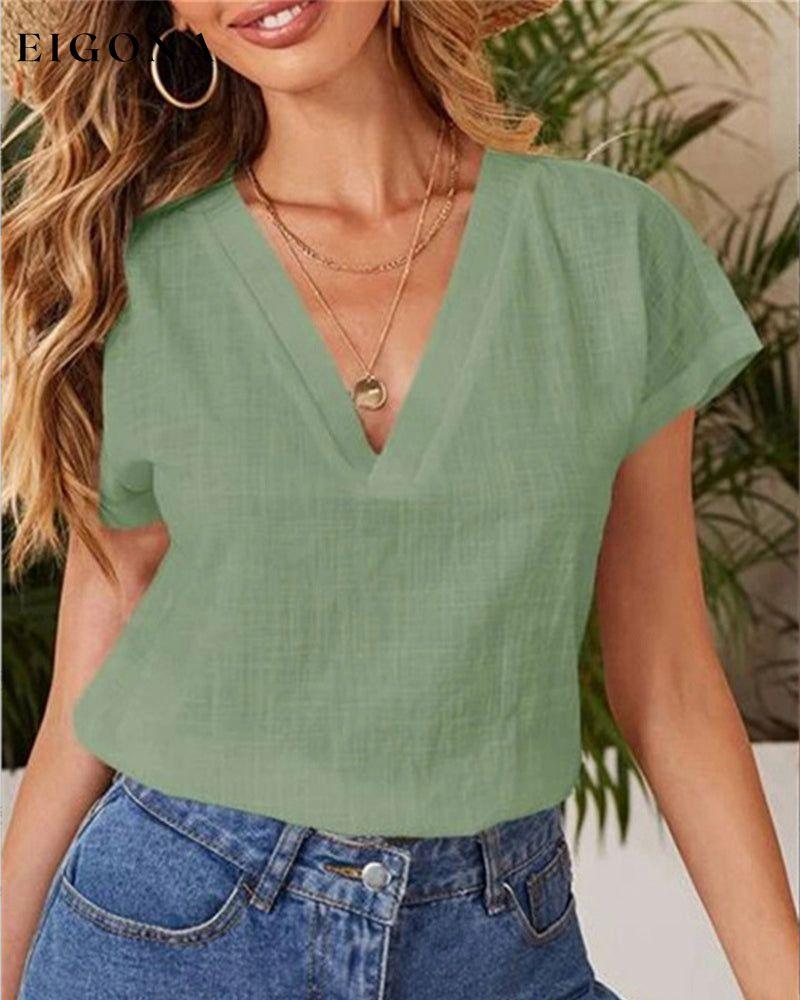 Summer solid color T-shirt Green 23BF clothes Short Sleeve Tops Spring Summer T-shirts Tops/Blouses