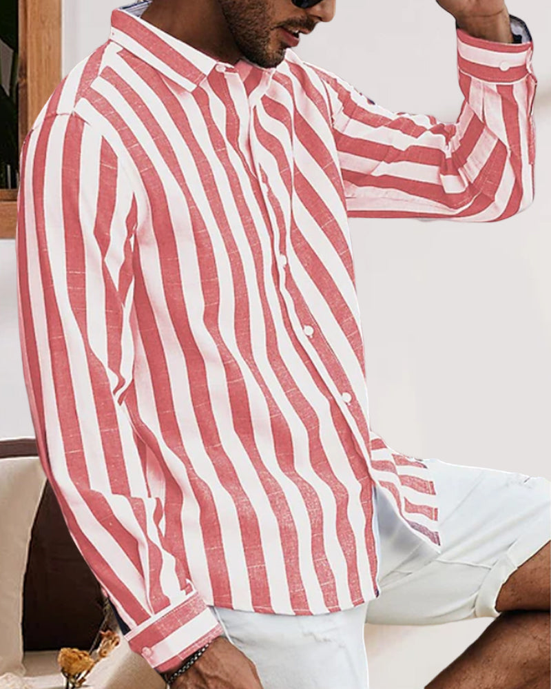 Striped print long-sleeved shirt 23BF Blouses & Shirts man SALE Spring Summer