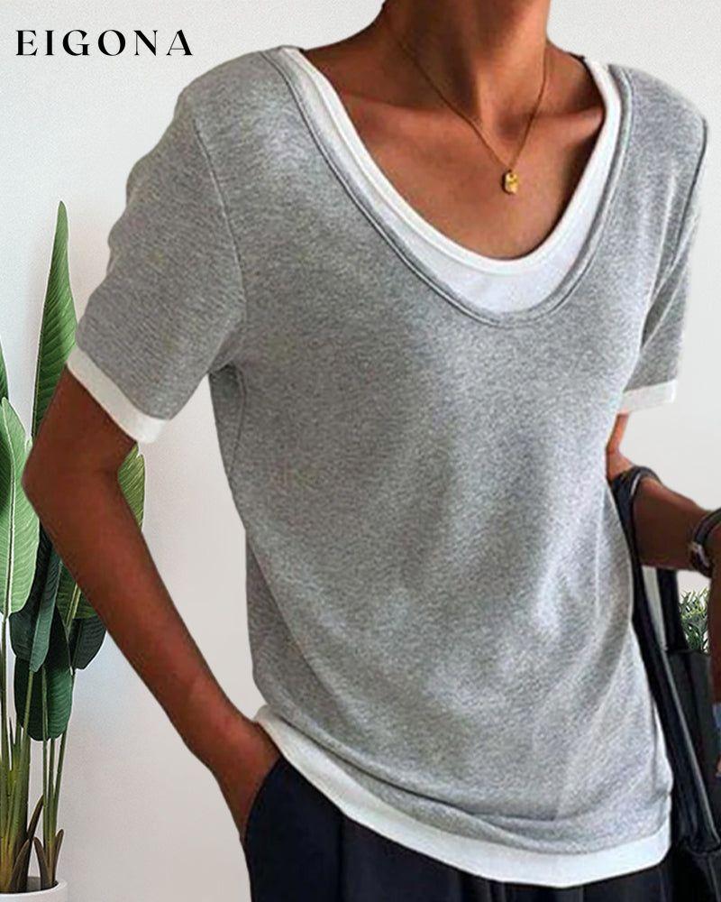 Casual Solid Color T-shirts 23BF clothes Short Sleeve Tops Spring Summer T-SHIRTS Tops/Blouses