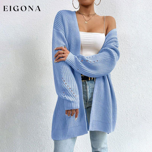 Casual Solid Colour Knitted Cardigan Blue best Best Sellings cardigan cardigans clothes Sale tops Topseller