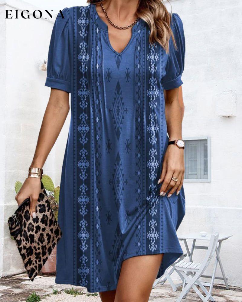 V Neck Vintage Geometric Print Dress Casual Dresses Clothes Dresses SALE Spring Summer