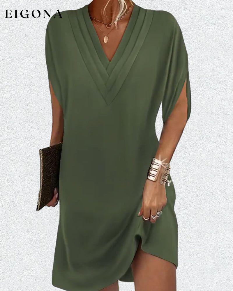 Slit sleeve solid color elegant dress 23BF Casual Dresses Clothes Dresses Spring Summer