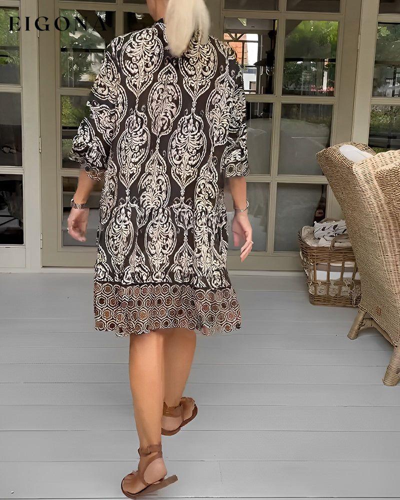 BLACK PRINT Knee Length Dress Casual Dresses Clothes Dresses SALE Spring Summer