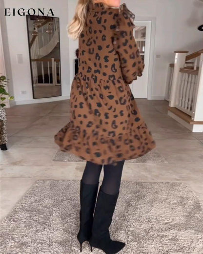 Leopard print long sleeve dress 2023 F/W 23BF Casual Dresses Clothes Dresses Spring