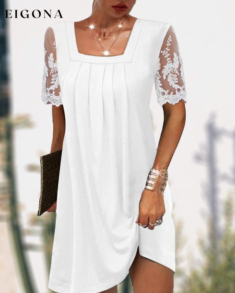 Solid Color Lace Sleeve Dress 23BF Casual Dresses Clothes Dresses Spring Summer
