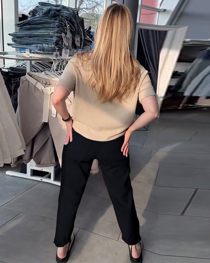 Pantaloni dritti casual tinta unita