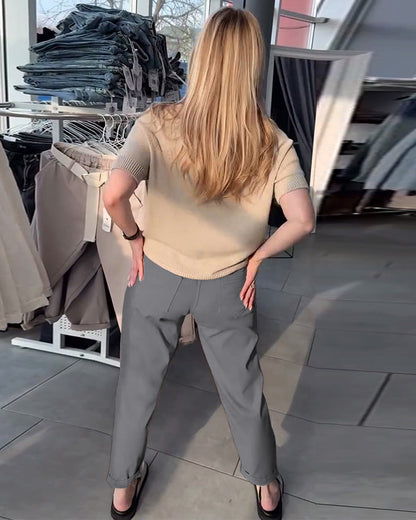 Pantaloni dritti casual tinta unita