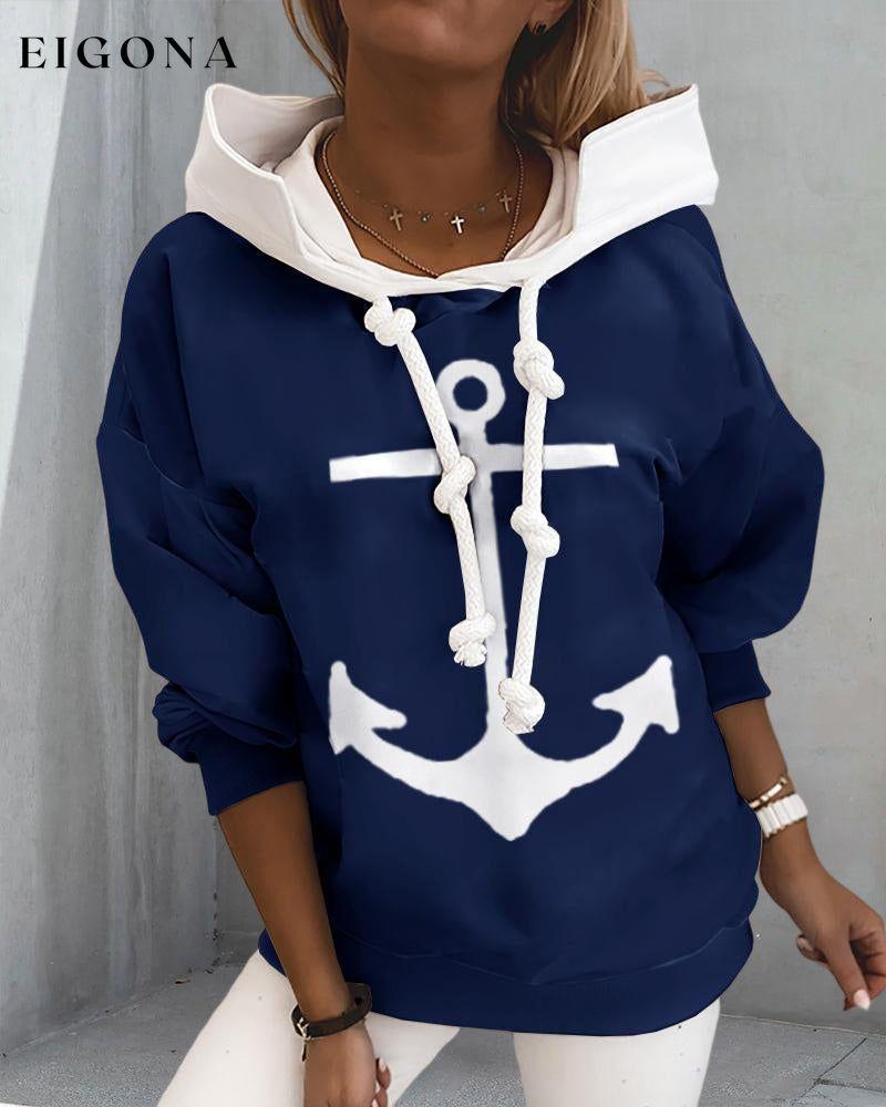 Anchor pattern hoodie 23BF autumn cardigans Clothes discount Hoodies & Sweatshirts Tops/Blouses