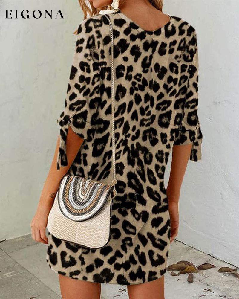 Round neck leopard print dress 2022 F/W 23BF Casual Dresses Clothes Dresses Spring Summer Vacation Dresses
