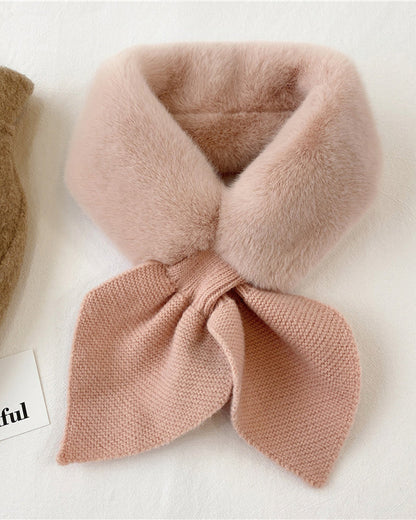 Fashionable Knitted Patchwork Fur Scarf