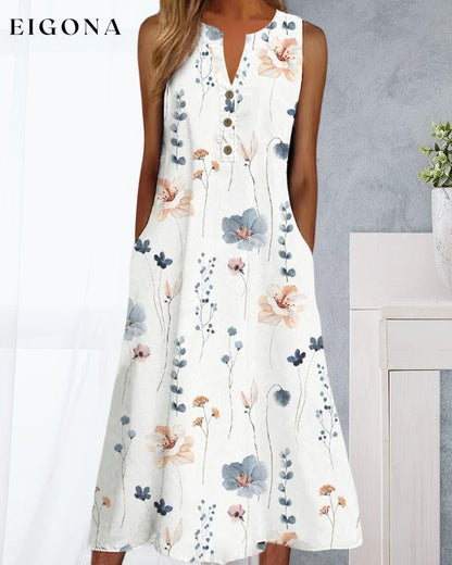 Floral print v-neck sleeveless dress 23BF Casual Dresses Clothes Dresses SALE Summer