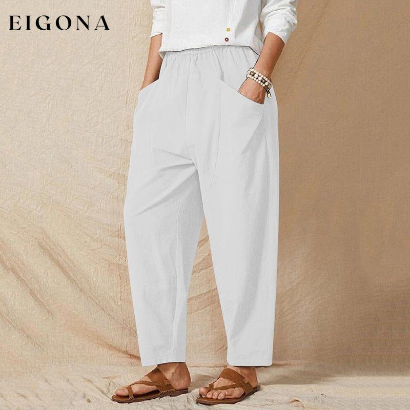 Solid Color Casual Trousers White best Best Sellings bottoms clothes pants Plus Size Sale Topseller