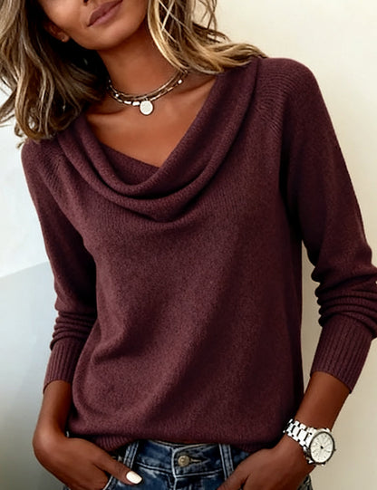Fashionable Long-Sleeved Pile Collar Pullover