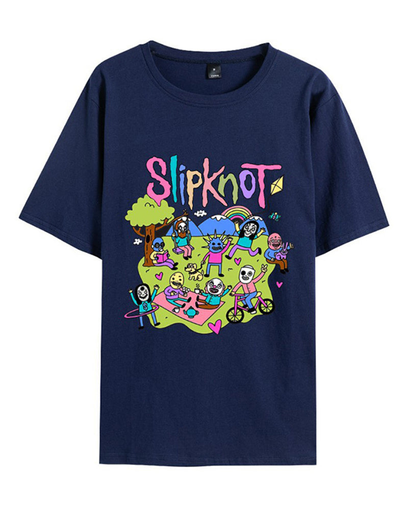 Slipknot Happy Times Printed T-Shirt Cotton and Linen Spring Summer T-SHIRTS