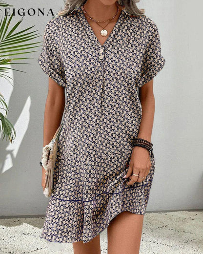 V Neck Short Sleeve Casual Dress 23BF Casual Dresses Clothes Dresses Spring Summer