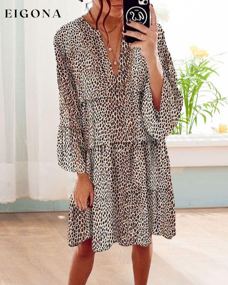 Leopard-print Knee Length Dress 23BF casual dresses Clothes Dresses Spring Summer