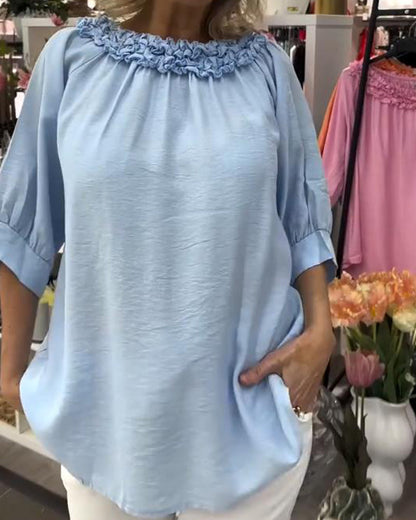 Half-Sleeved Floral Loose Blouse