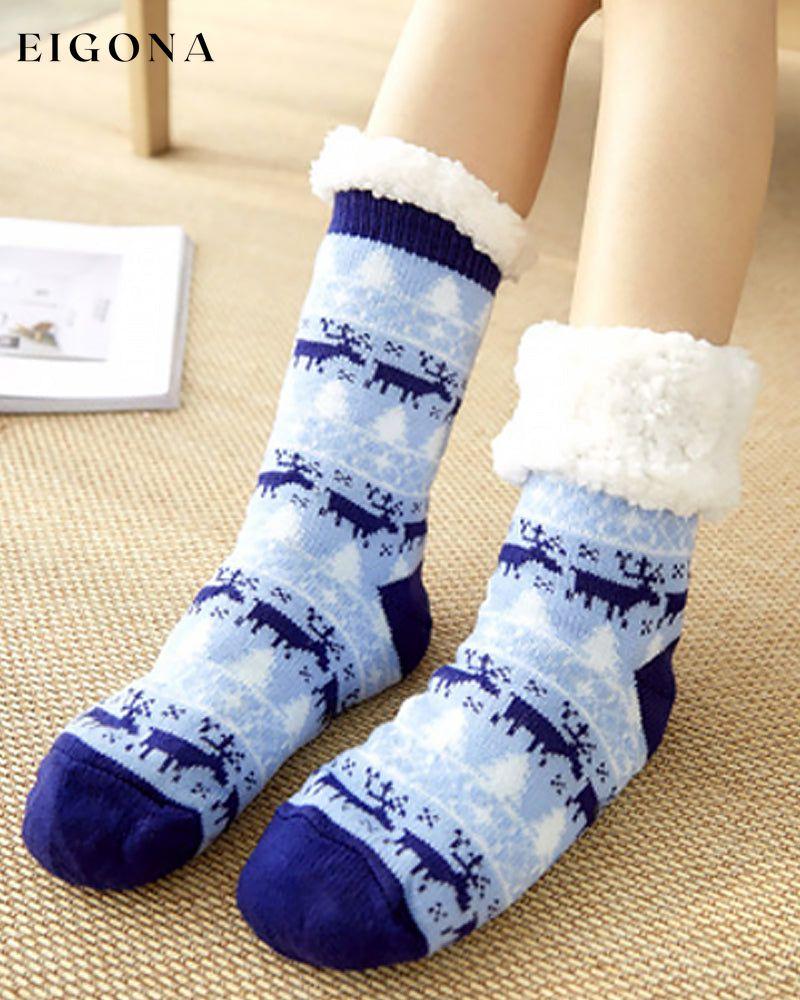 Christmas elk snow socks Sky Blue 23BF ACCESSORIES christmas Clothes