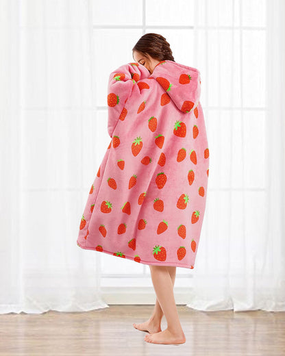 Oversized strawberry print blanket Hoodie Blanket Hoodies