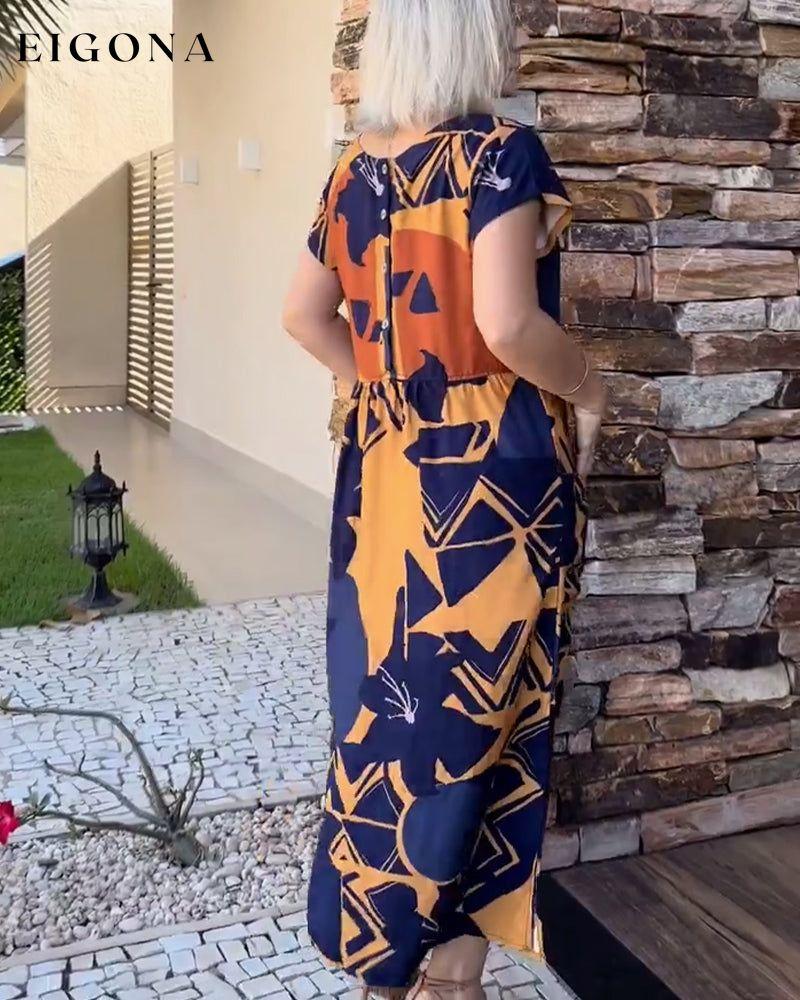 Short sleeve slit printed casual dress casual dresses summer