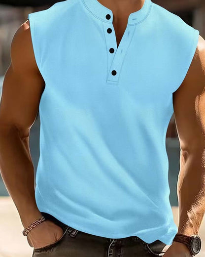 Men's Henry Solid Color Sports Tank Top