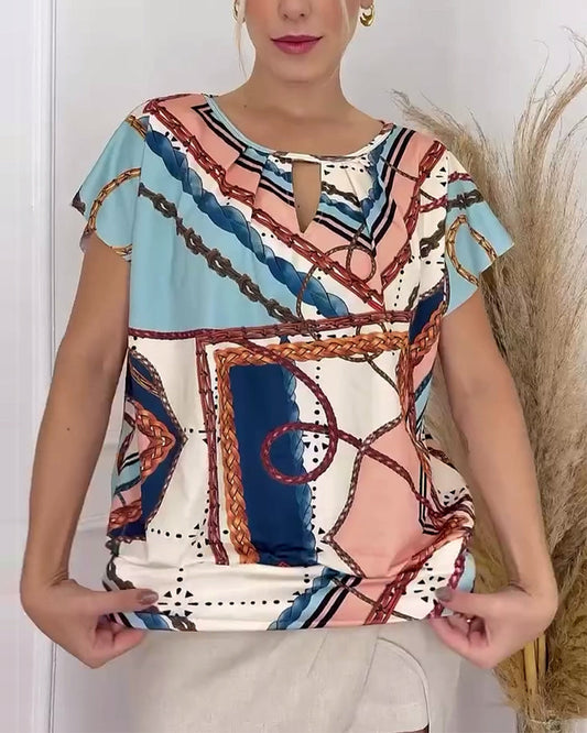 Blusa ampia con stampa grafica a catena