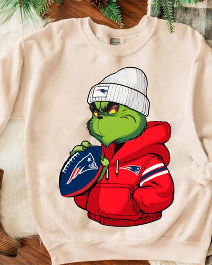 The Ginch Boy New England Patriots Drink Coffee Sweatshirt NFL 2024 f/w grinch nfl sweatshirts